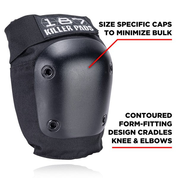 187 Combo Pad Set Knee / Elbow Black-Black Sheep Skate Shop