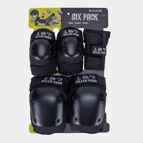 187 Six Pack Adult Pad Set Knee/Elbow/Wrist - Black L/XL-Black Sheep Skate Shop