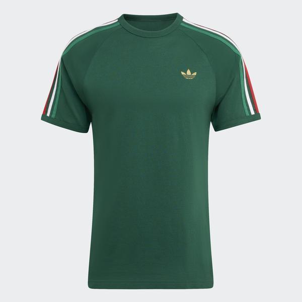 Adidas 3 Stripes Tee Dark Green - Bright Green - White - Red-Black Sheep Skate Shop
