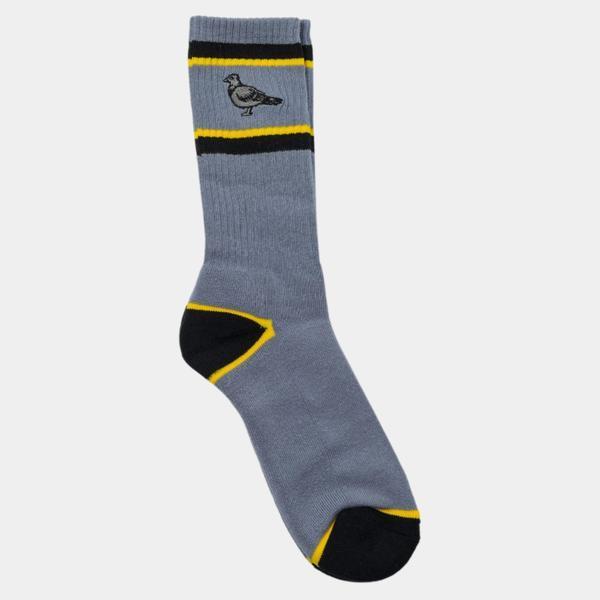 Anti Hero Basic Pigeon Embroidered Socks Grey - Yellow-Black Sheep Skate Shop