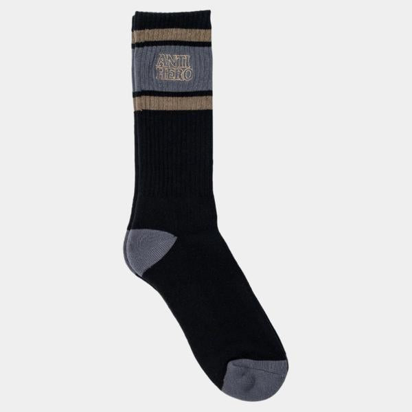 Anti Hero Black Hero Outline Embroidered Socks Black - Bronze - Charcoal-Black Sheep Skate Shop