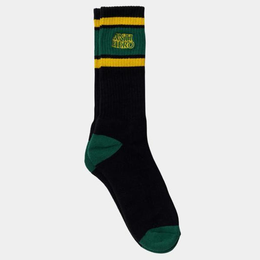 Anti Hero Black Hero Outline Embroidered Socks Black - Dark Green - Gold-Black Sheep Skate Shop