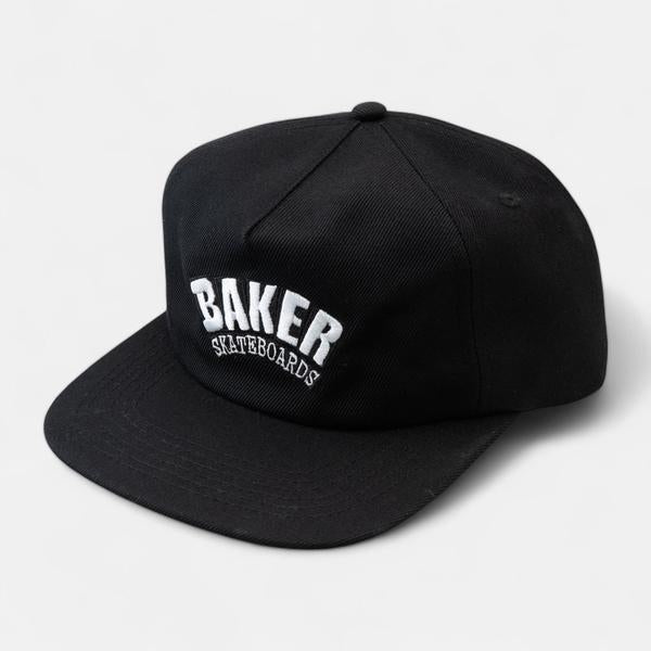 Baker Skateboards Arch Logo Snapback Hat Black-Black Sheep Skate Shop