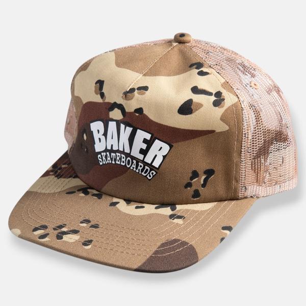 Baker Skateboards Arch Logo Trucker Snapback Hat Desert Camo-Black Sheep Skate Shop