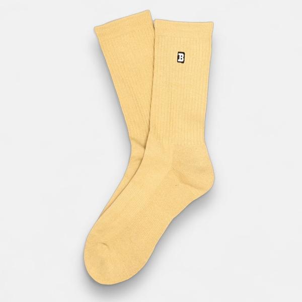 Baker Skateboards Embroidered Logo Crew Socks Cream-Black Sheep Skate Shop