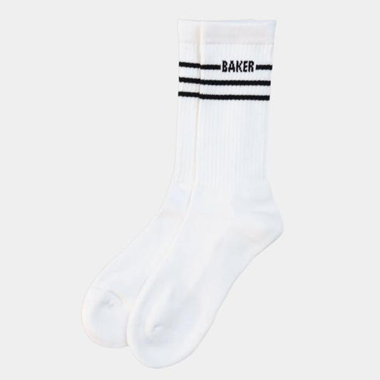 Baker Skateboards Mini Stripe Socks White - Black-Black Sheep Skate Shop