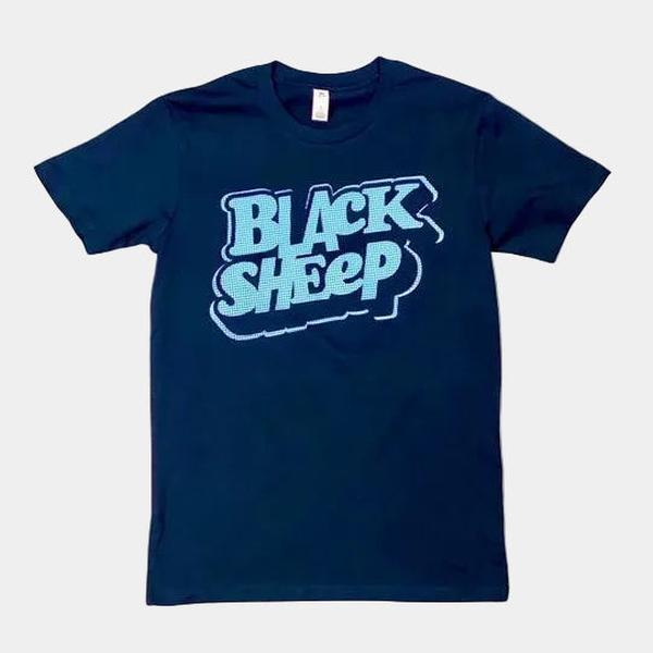 Black Sheep 80's Zine Logo Tee Navy-Black Sheep Skate Shop