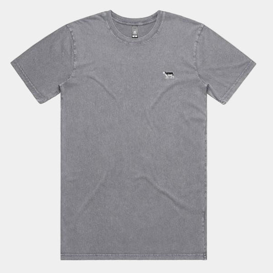 Black Sheep Embroidered Icon Tee Faded Ash Stone Wash-Black Sheep Skate Shop