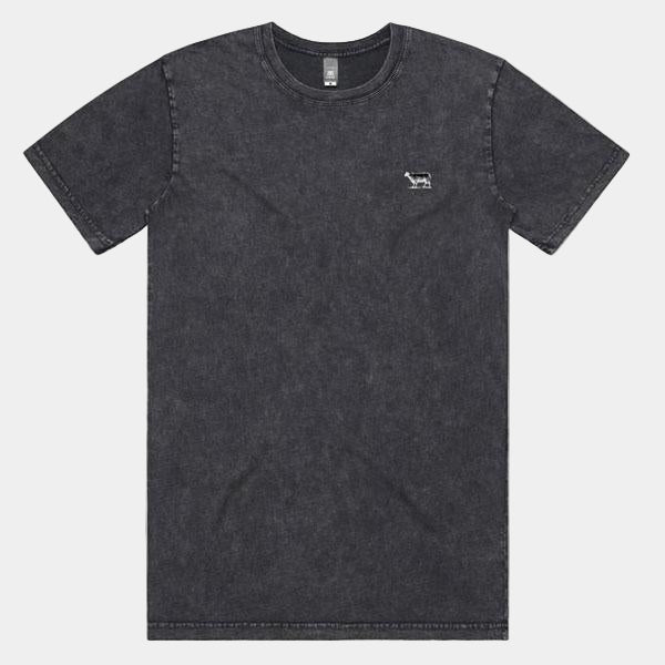 Black Sheep Embroidered Icon Tee Faded Black Stone Wash-Black Sheep Skate Shop