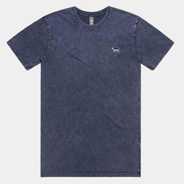 Black Sheep Embroidered Icon Tee Faded Blue Stone Wash-Black Sheep Skate Shop