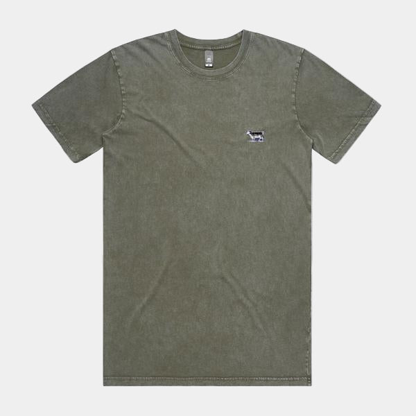 Black Sheep Embroidered Icon Tee Faded Moss Stone Wash-Black Sheep Skate Shop