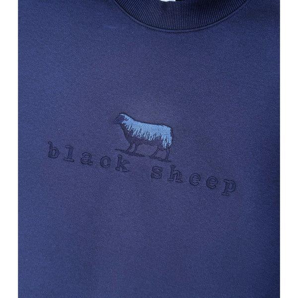 Black Sheep Embroidered OG Logo Heavy Weight Crewneck Sweatshirt Midnight Blue-Black Sheep Skate Shop