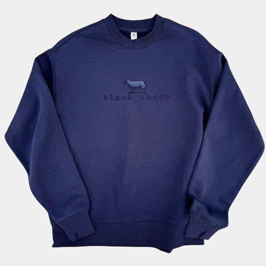 Black Sheep Embroidered OG Logo Heavy Weight Crewneck Sweatshirt Midnight Blue-Black Sheep Skate Shop
