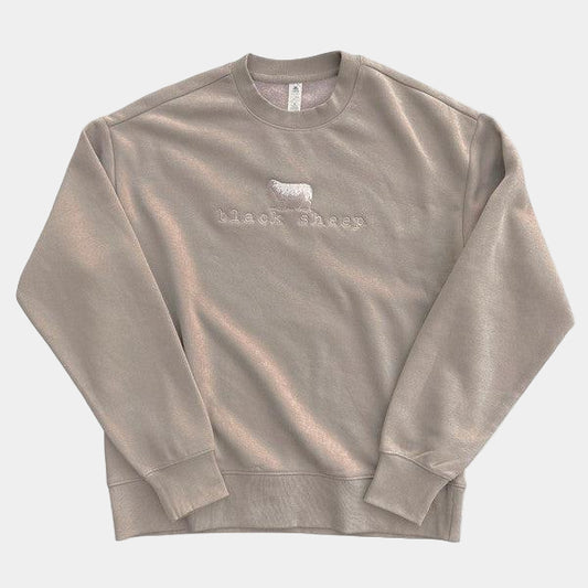 Black Sheep Embroidered OG Logo Heavy Weight Crewneck Sweatshirt Sand-Black Sheep Skate Shop