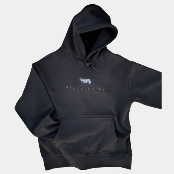 Black Sheep Embroidered OG Logo Heavy Weight Hooded Sweatshirt Black-Black Sheep Skate Shop