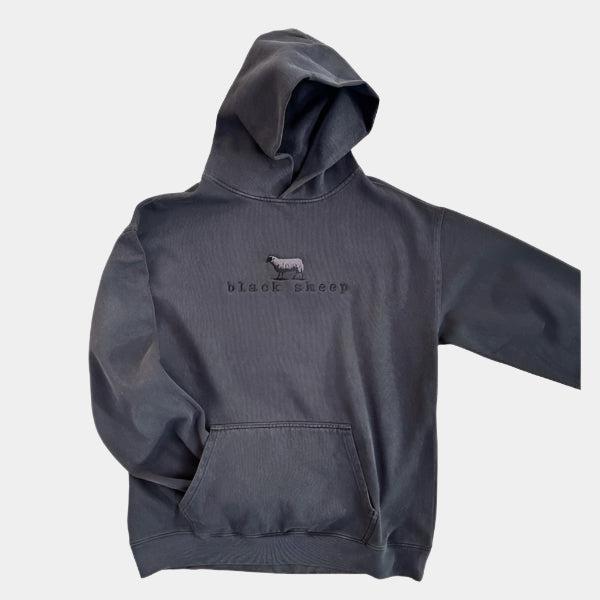 Black Sheep Embroidered OG Logo Relax Hooded Sweatshirt Faded Black-Black Sheep Skate Shop