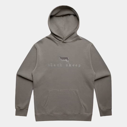Black Sheep Embroidered OG Logo Relax Hooded Sweatshirt Faded Grey-Black Sheep Skate Shop