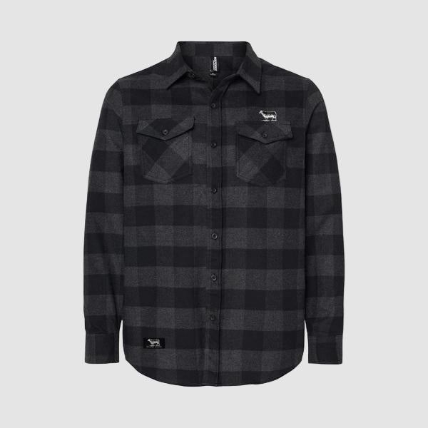 Black Sheep Icon Logo Flannel Shirt Charcoal - Black-Black Sheep Skate Shop