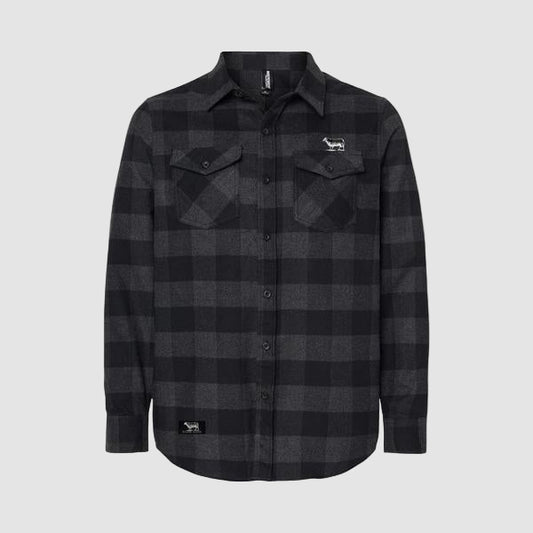 Black Sheep Icon Logo Flannel Shirt Charcoal - Black-Black Sheep Skate Shop