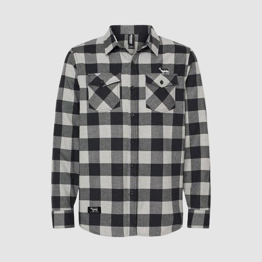 Black Sheep Icon Logo Flannel Shirt Light Grey - Black-Black Sheep Skate Shop