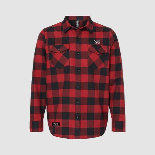 Black Sheep Icon Logo Flannel Shirt Red - Black-Black Sheep Skate Shop