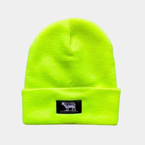 Black Sheep Label Series Cuff Beanie Safety Green-Black Sheep Skate Shop