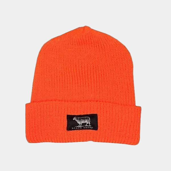 Black Sheep Label Series Cuff Beanie Safety Orange-Black Sheep Skate Shop