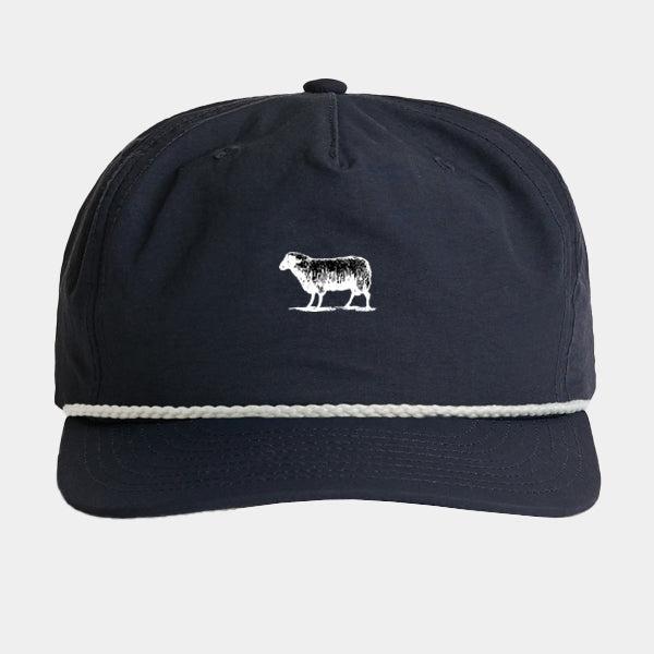 Black Sheep Nylon Rope "Surf Cap" Snapback Hat Navy - White-Black Sheep Skate Shop