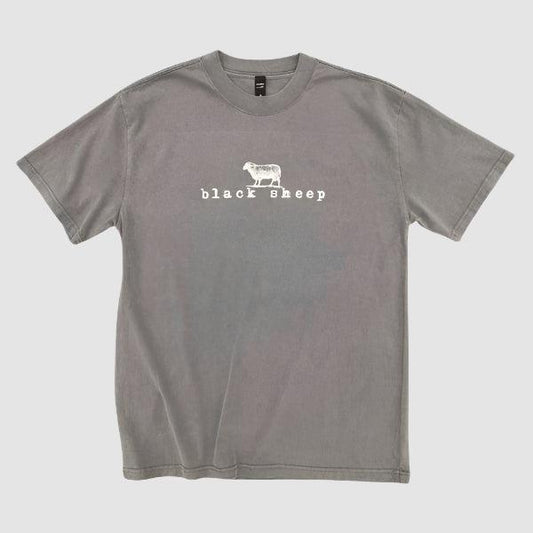 Black Sheep OG Logo Heavy Weight Faded Tee Vintage Grey-Black Sheep Skate Shop