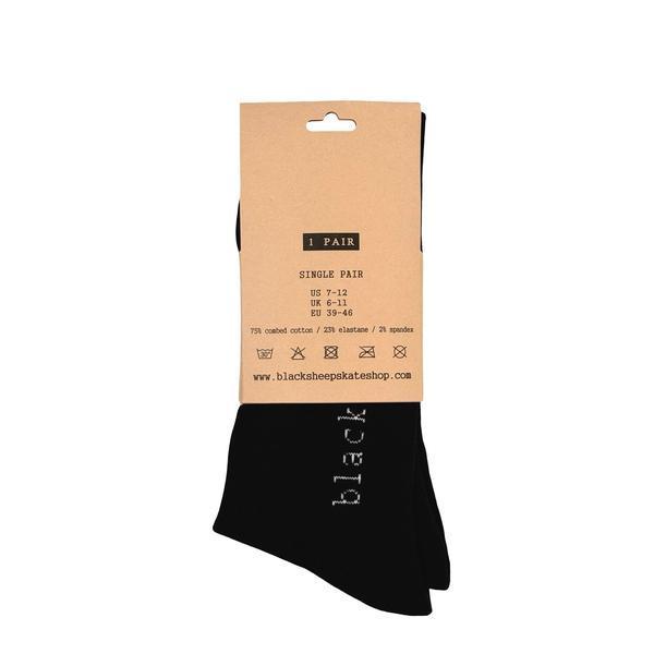 Black Sheep OG Logo Premium Crew Socks Black-Black Sheep Skate Shop
