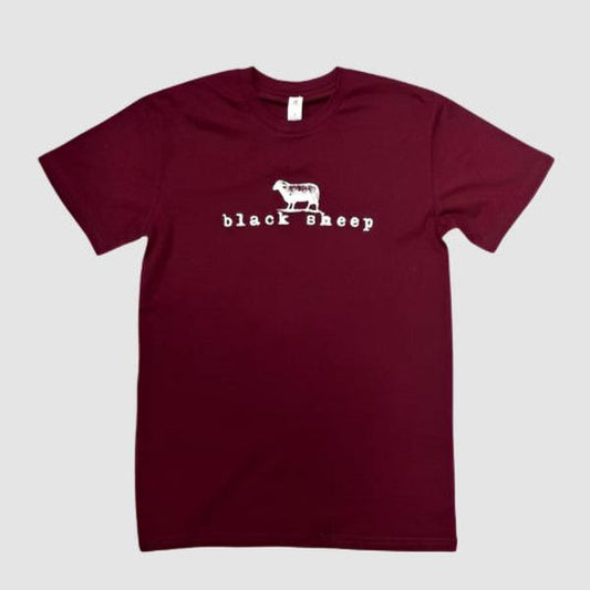 Black Sheep OG Logo Tee Burgundy - White-Black Sheep Skate Shop