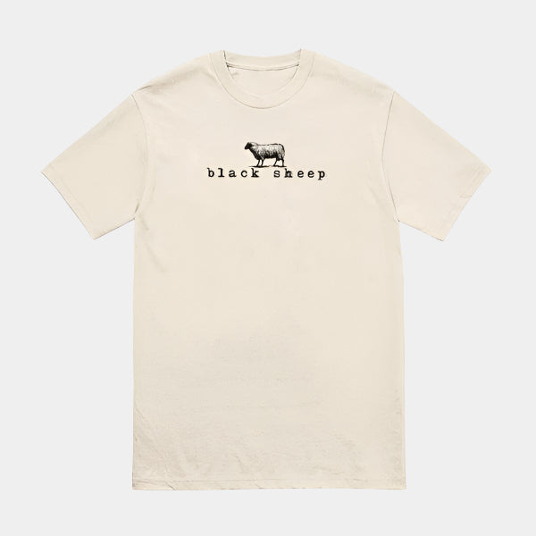 Black Sheep OG Logo Tee Cream - Black-Black Sheep Skate Shop