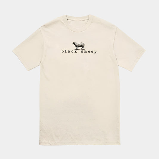Black Sheep OG Logo Tee Cream - Black-Black Sheep Skate Shop