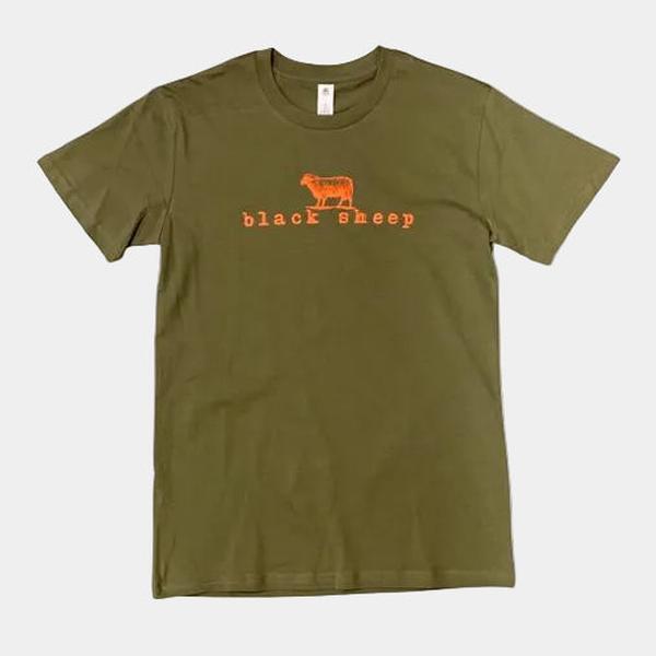 Black Sheep OG Logo Tee Dark Olive - Orange-Black Sheep Skate Shop