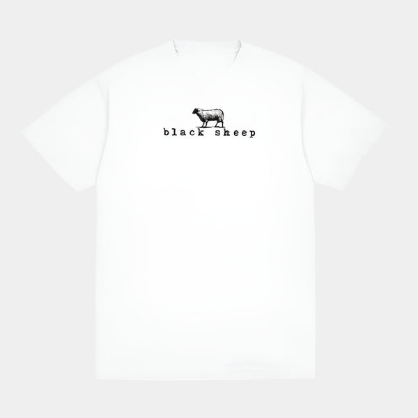 Black Sheep OG Logo Tee White - Black-Black Sheep Skate Shop