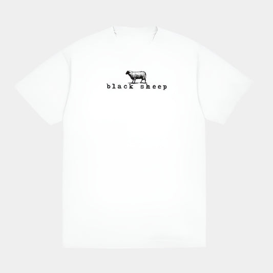 Black Sheep OG Logo Tee White - Black-Black Sheep Skate Shop