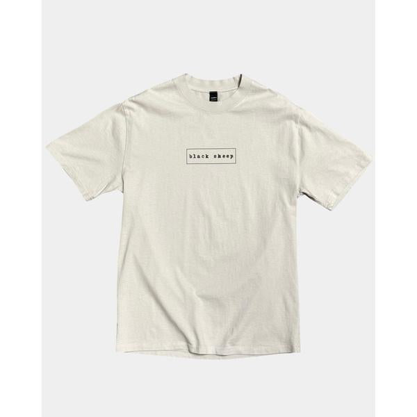 Black Sheep OG Outline Box Logo Heavy Weight Faded Tee Vintage Bone-Black Sheep Skate Shop