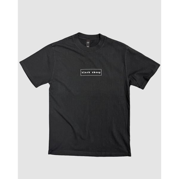 Black Sheep OG Outline Box Logo Tee Heavy Weight Faded Vintage Coal-Black Sheep Skate Shop
