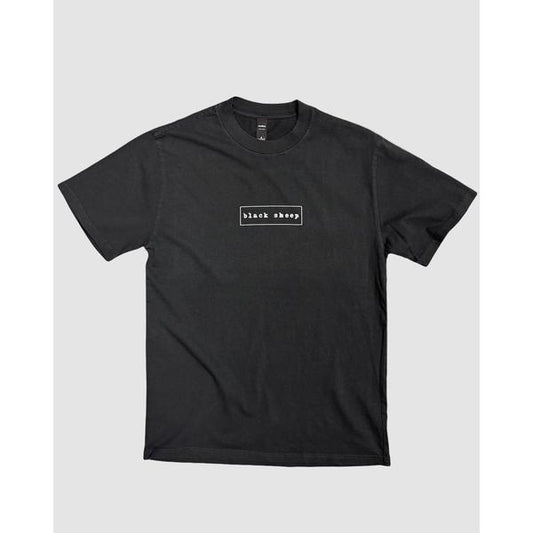 Black Sheep OG Outline Box Logo Tee Heavy Weight Faded Vintage Coal-Black Sheep Skate Shop