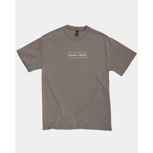 Black Sheep OG Outline Box Logo Tee Heavy Weight Faded Vintage Grey-Black Sheep Skate Shop