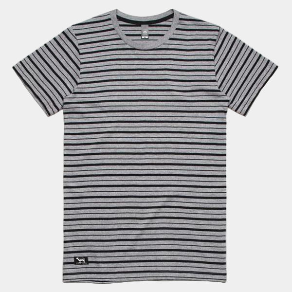 Black Sheep Staple Stripe Tee Athletic Heather - Black-Black Sheep Skate Shop
