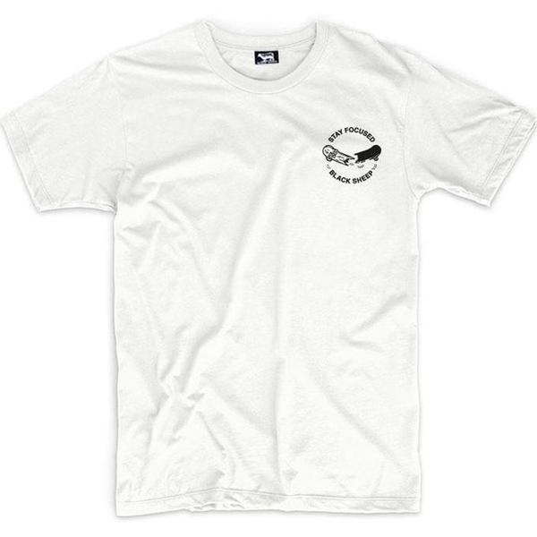 Black Sheep Stay Focused Tee White-Black Sheep Skate Shop