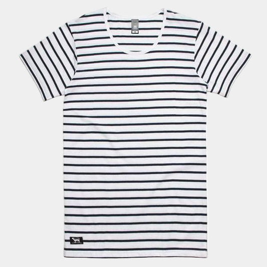 Black Sheep Wire Stripe Tee White - Navy-Black Sheep Skate Shop