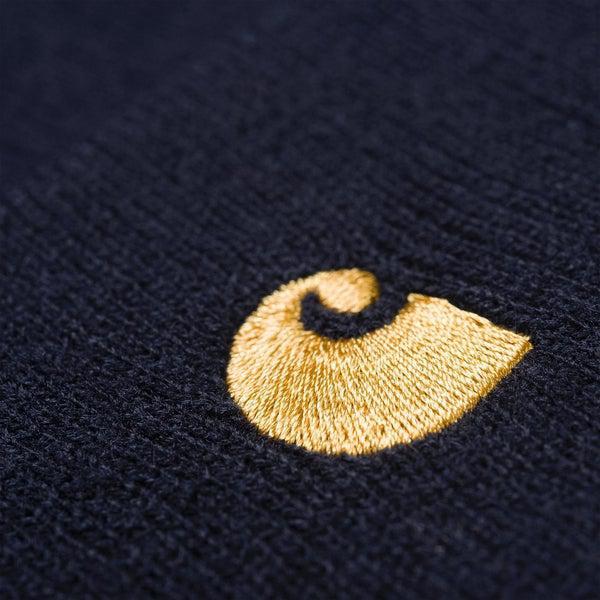 Carhartt WIP Chase Beanie Dark Navy - Gold-Black Sheep Skate Shop