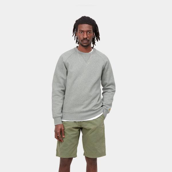 Carhartt WIP Chase Crewneck Sweatshirt Grey Heather - Gold-Black Sheep Skate Shop