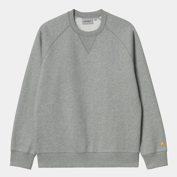 Carhartt WIP Chase Crewneck Sweatshirt Grey Heather - Gold-Black Sheep Skate Shop