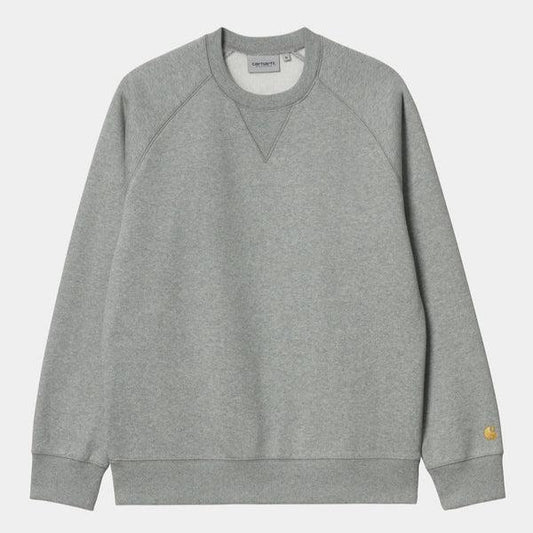 Carhartt WIP Chase Crewneck Sweatshirt Grey Heather - Gold-Black Sheep Skate Shop