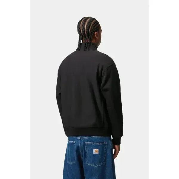 Carhartt WIP Half Zip American Script Sweatshirt Black-Black Sheep Skate Shop