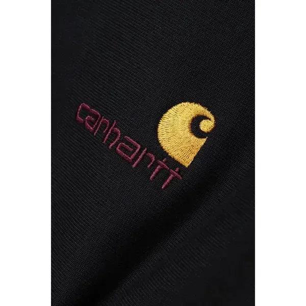 Carhartt WIP Half Zip American Script Sweatshirt Black-Black Sheep Skate Shop