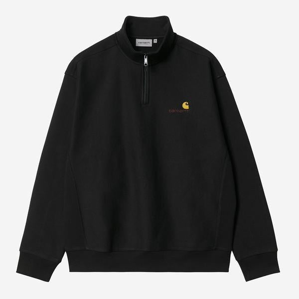 Carhartt WIP Half Zip American Script Sweatshirt Black-Black Sheep Skate Shop